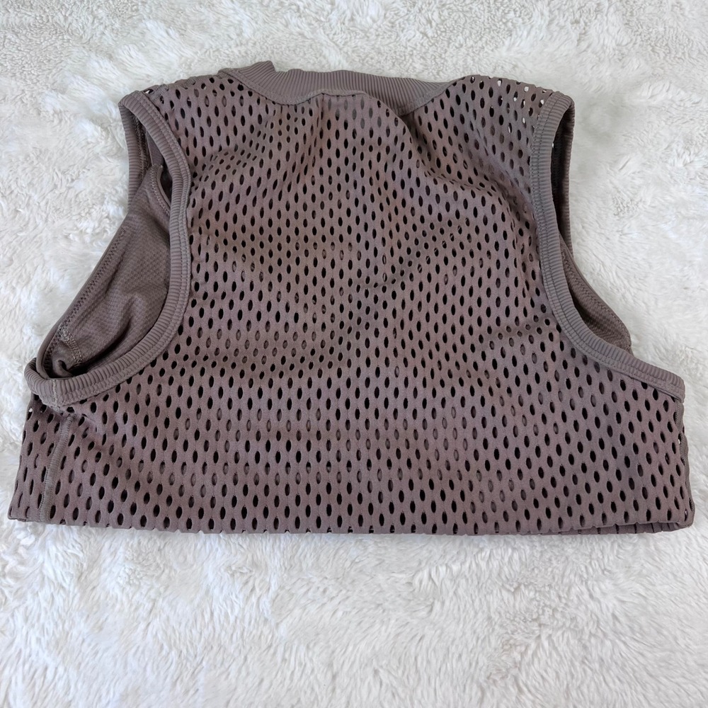 Nike Dri-FIT Mesh Crop Tank Top Brown Mock Neck Sleeveless Training Small NWOT - Picture 8 of 14